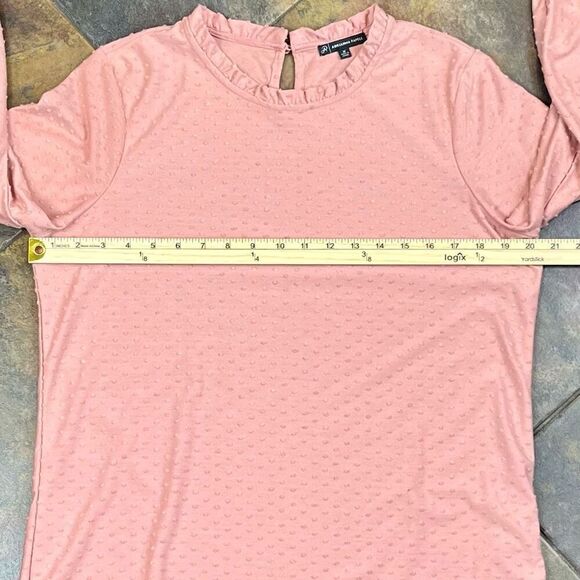 Adrianna Papell Pink Textured Long Sleeve Keyhole Back Medium - Picture 7 of 10